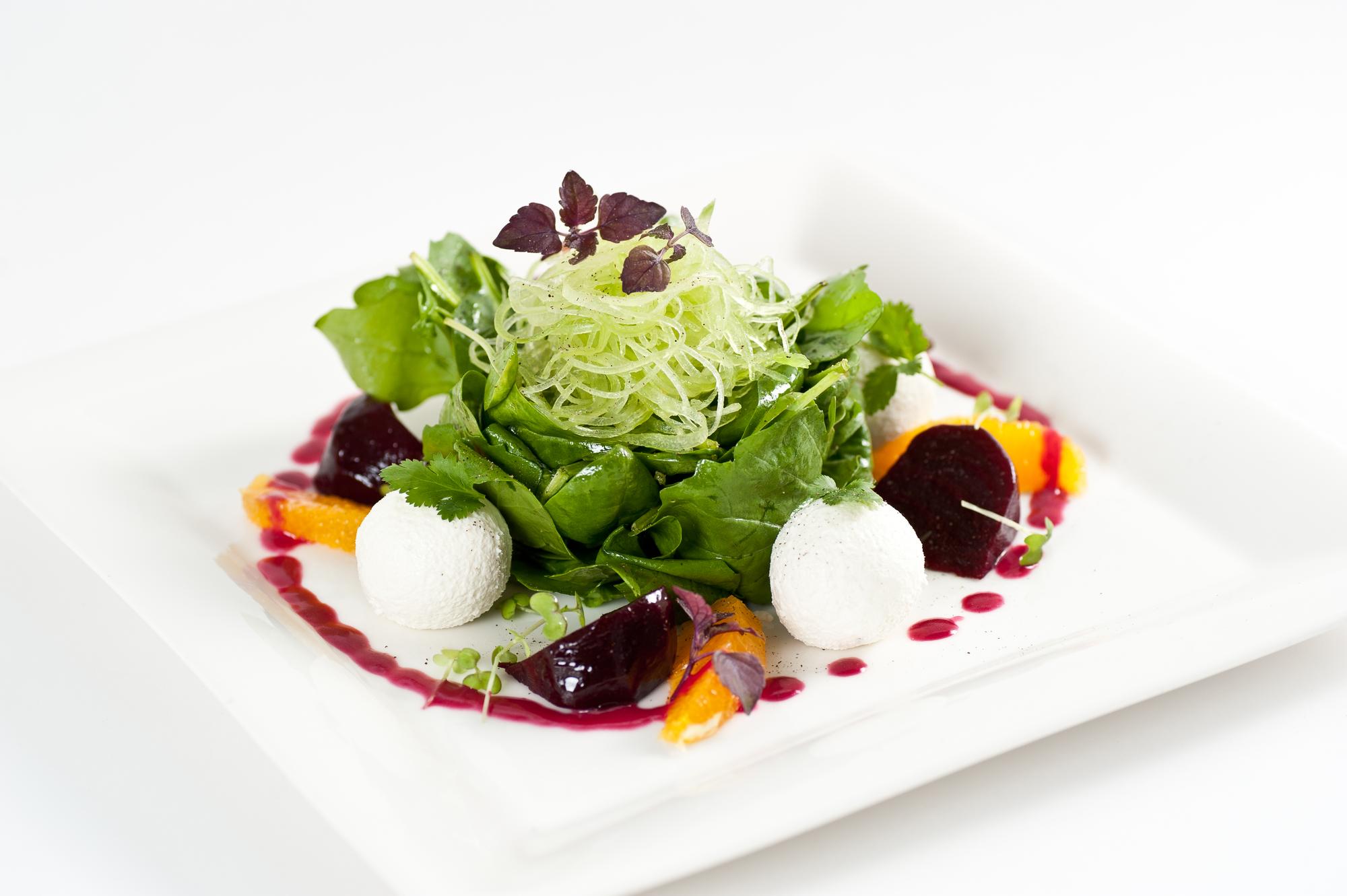 Elegant plated gourmet dish with local ingredients